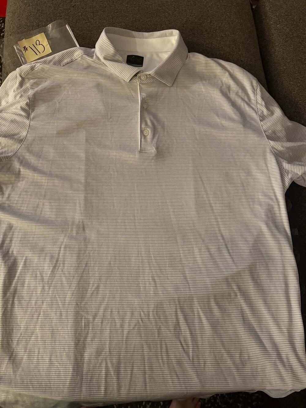 Greg Norman ML75 Polo Shirt Size XXL White Gray Striped Golf